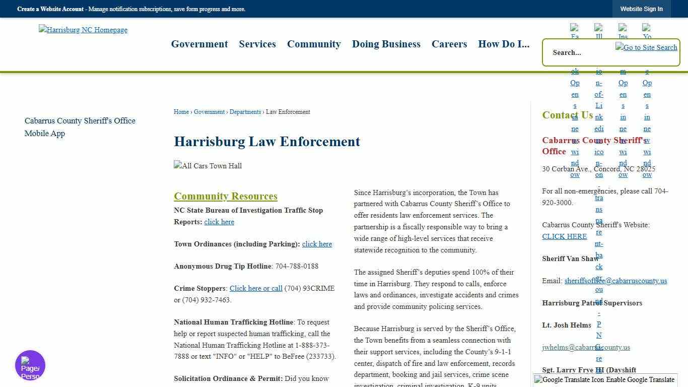 Harrisburg Law Enforcement Harrisburg, NC